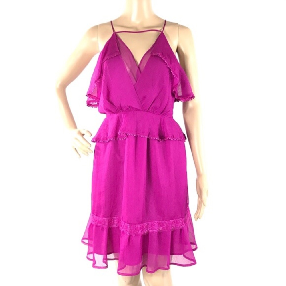 NWT Adelyn Rae Magenta Ruffle Mini chiffon dress